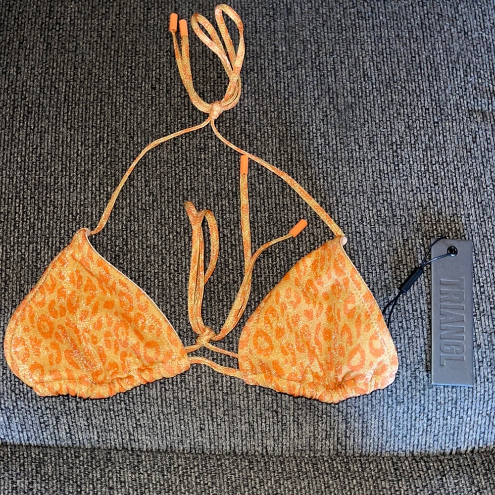 triangl swimwear Orange Leopard Print Triangle Bikini Top